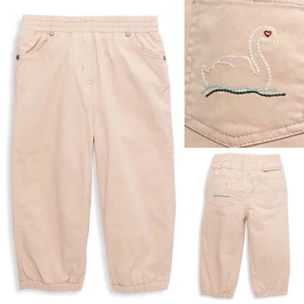 NEW STELLA MCCARTNEY Baby Boy Pipkin Embroidered Swan Pocketed Dress Joggers